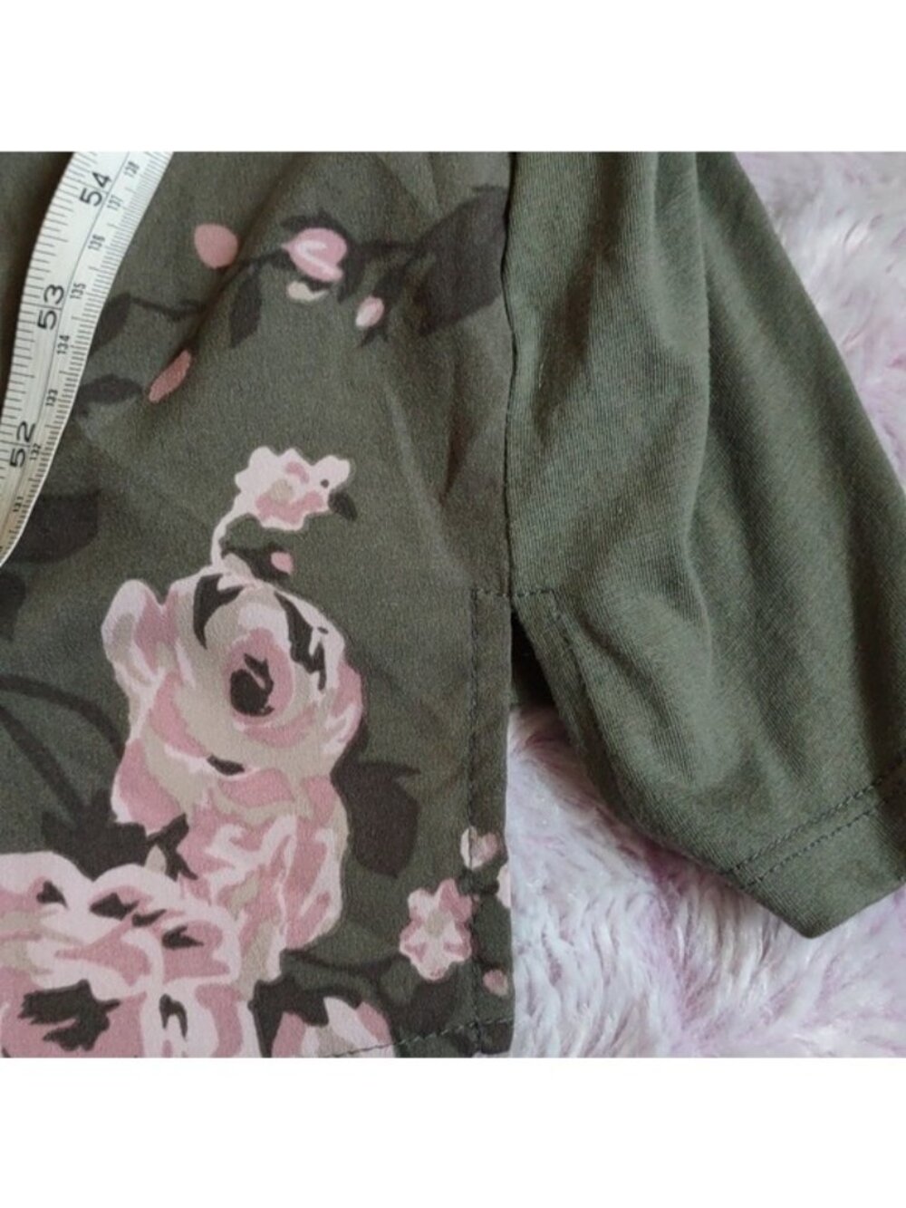 Lane Bryant NWT Green Pink  Floral 3/4 Sleeves Side Slit Tunic Top Size 18/20 - Picture 10 of 11